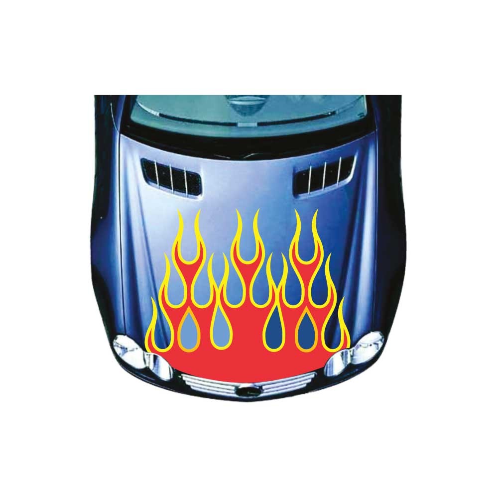 Flames Of Fire Car Bonnet Sticker Set 10 - Star Sam