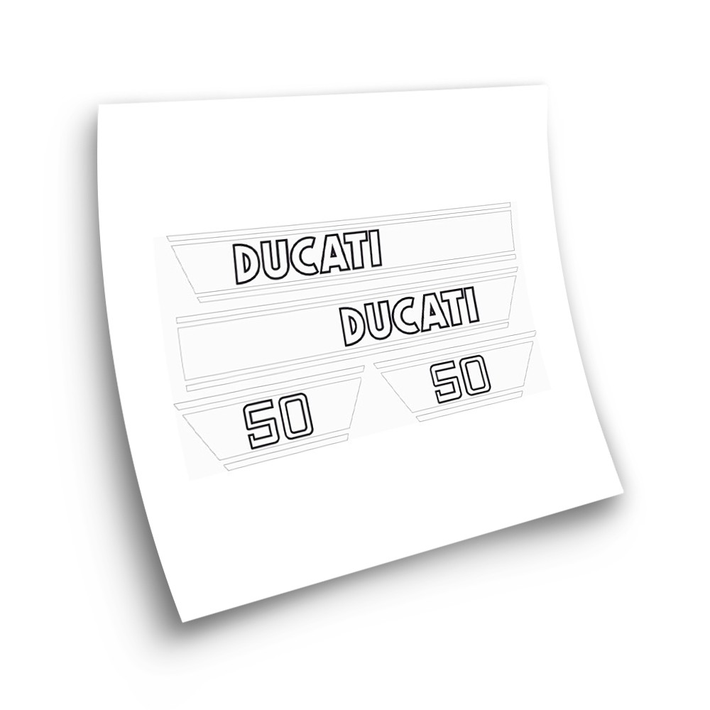 Ducati 50 TS Motorbike Sticker White Colours - Star Sam