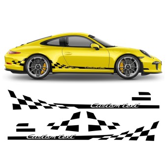 Porsche Carrera checkered side strips stickers - Star Sam