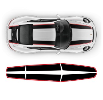 Upper stripes stickers Contoured R stripes Porsche Carrera 2005 - 2019 - Star Sam