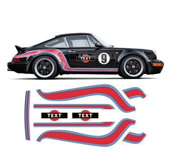 Martini style curved side stripes vinyl kit for Porsche 964 - Star sam