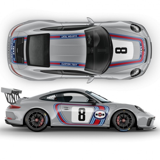 Decalcomanie auto Martini strisce retrò Porsche Carrera 1999 - 2020 - Star sam