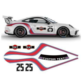 Strisce laterali curve Martini Porsche Carrera/ Turbo/Targa 2005-2021.