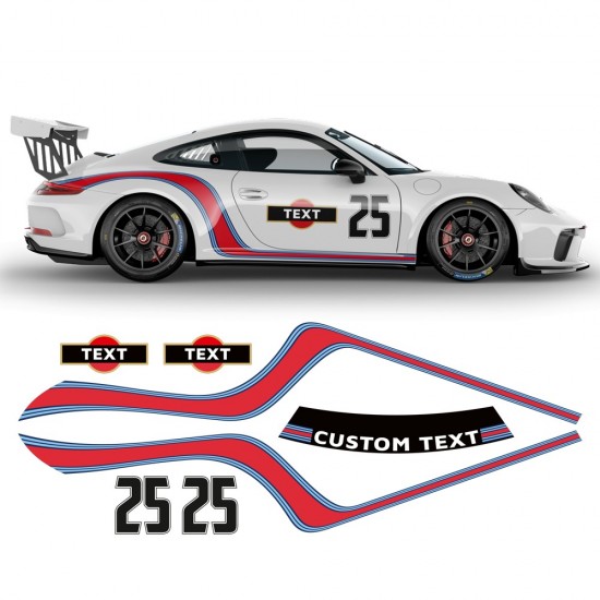 Martini curved side stripes for Porsche Carrera/Turbo/Targa 2005-2021.