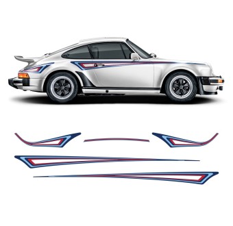 Vinylové bočné pruhy z edície Martini pre Porsche 930 - Star sam