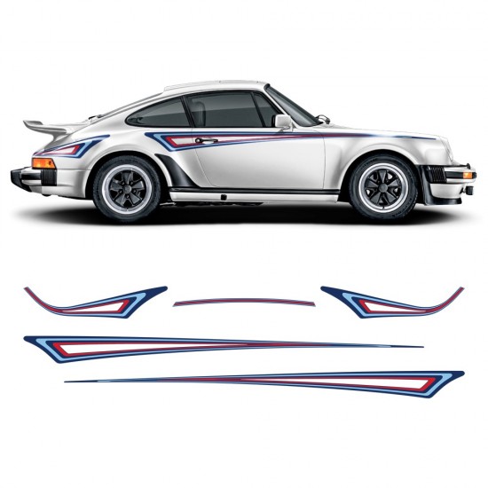 Vinylové bočné pruhy z edície Martini pre Porsche 930 - Star sam