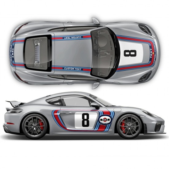 Autocollants rétro de style Martini Racing pour Cayman-Star Sam