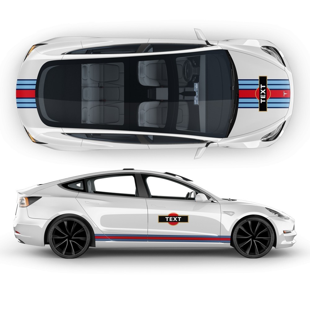 2019 Tesla Martini obtlačky s pruhmi - Star Sam