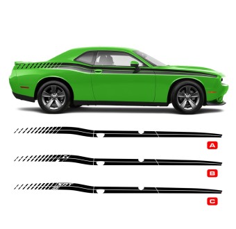 Autocollants / Décalcomanies Double Sticker Sidestripes compatible pour DODGE Challenger 2011 - 2020