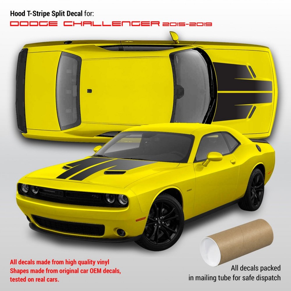 Dodge Challenger 2009 - 2018 Split T-Stripes Nálepky - Star Sam