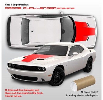 Autocolantes das riscas do capot do Dodge Challenger 15 - 18 - StarSam