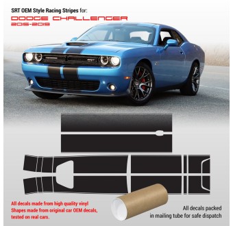 Autocollants bandes supérieures Dodge Challenger 2015 - 2018 - StarSam