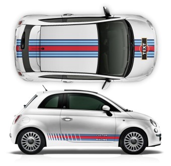 Kit de autocolantes com riscas MARTINI Style Racing para Fiat 500 - Star Sam