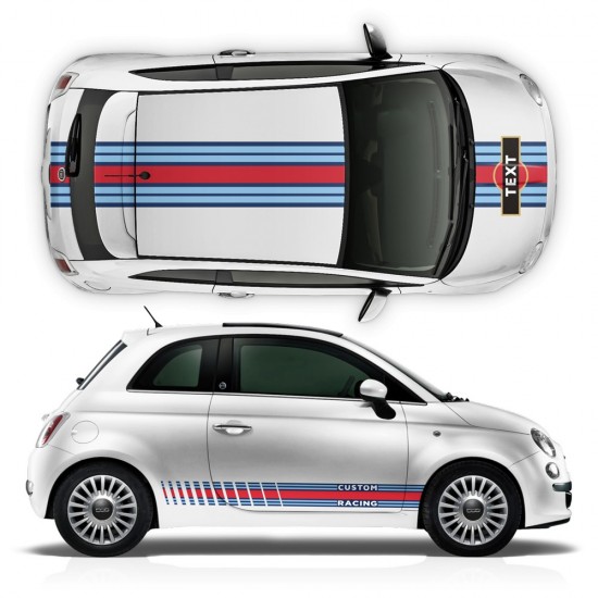 Kit de autocolantes com riscas MARTINI Style Racing para Fiat 500 - Star Sam