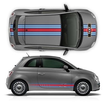 Kit de autocolantes com riscas MARTINI Style Racing para Fiat 500 - Star Sam