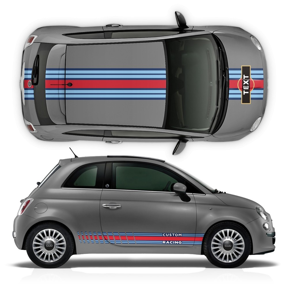 Súprava samolepiek MARTINI Style Racing stripes pre Fiat 500 - StarSam