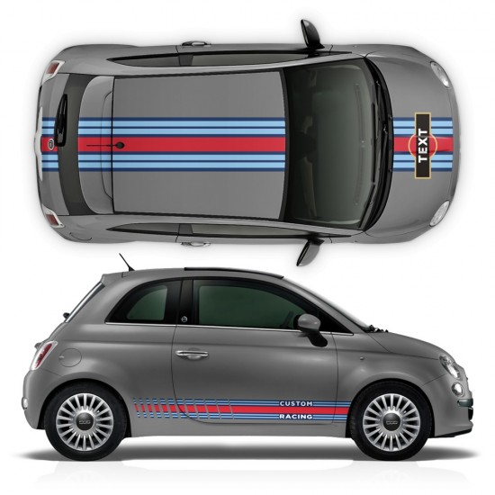 Kit de autocolantes com riscas MARTINI Style Racing para Fiat 500 - Star Sam