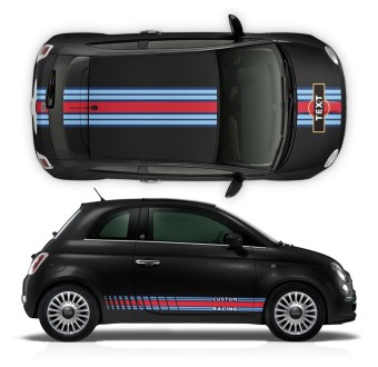 Súprava samolepiek MARTINI Style Racing stripes pre Fiat 500 - StarSam