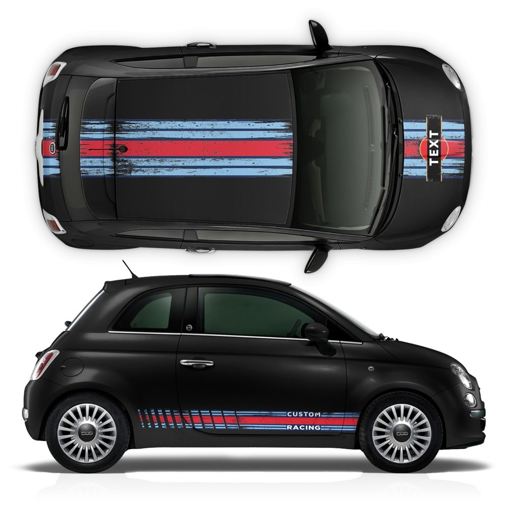 Kit bandes MARTINI autocollants pour Fiat 500 - Star Sam