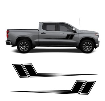 Adesivos de faixa relâmpago com Chevrolet Silverado 2022.