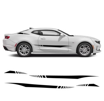 Dashed side stripe decals for Chevrolet Camaro 2010-100.