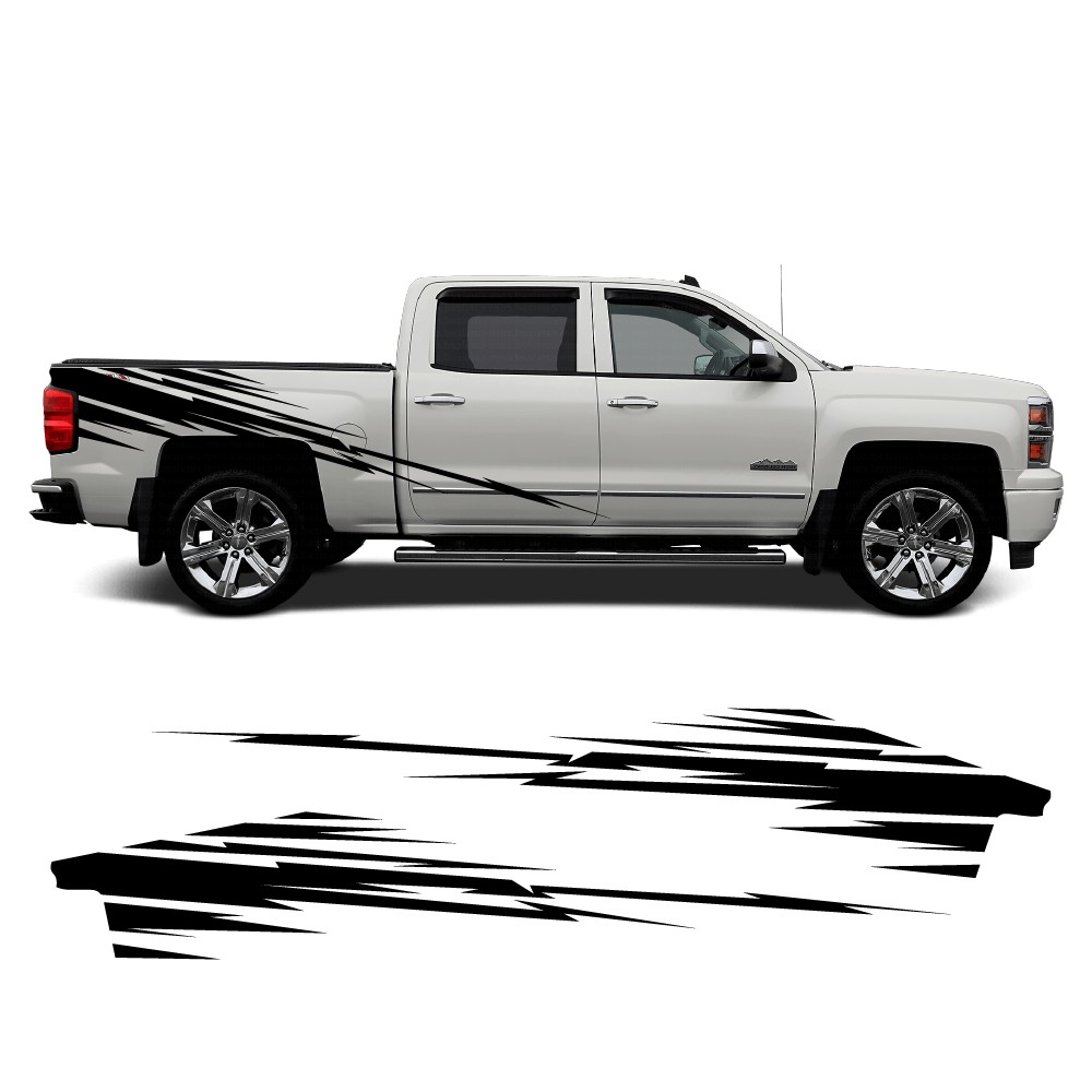 Autocollants à rayures latérales d'impact pour voiture Chevrolet Silverado 2013.