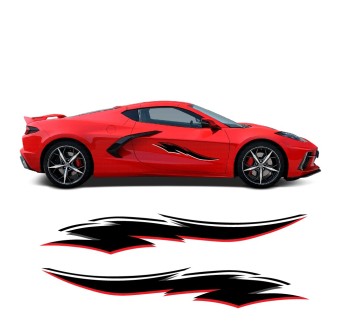 Adesivos de faixa lateral raio veloz com Chevrolet Corvette 2020.