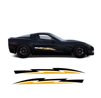 Double lightning side stripe decals for Chevrolet Corvette 2008.