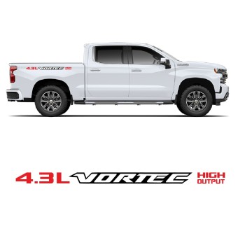 Autocollants latéraux Vortec 4.3L pour voiture compatible avec Chevrolet Silverado 2022