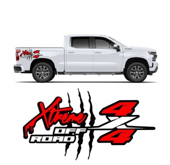 Boczne naklejki Xtreme 4x4 do samochodu Chevrolet Silverado 2022