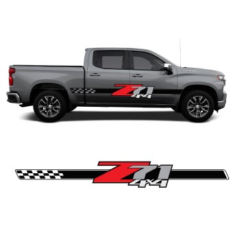 Autocollants de bande latérale Z71 Checkered pour voiture Chevrolet Silverado 2022