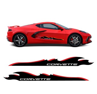 Αυτοκόλλητα πλευρικής λωρίδας Corvette Flame για αυτοκίνητα συμβατά με Chevrolet Corvette 2020