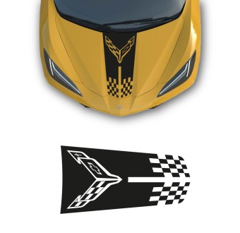 Adesivos de capô Racing Flag compatível com Chevrolet Corvette C8 2020