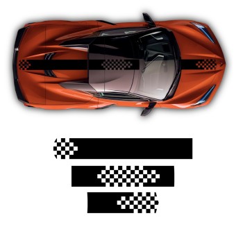 Autocollants supérieurs Checkered Stripe pour voitures Chevrolet Corvette C8 2020