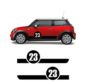 Aufkleber Seitenstreifen Nummer 23 Mini Cooper S