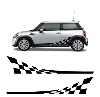 Autocollants pour Voiture Bande Latérale à Damier Mini Cooper S