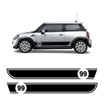 Aufkleber Seitenstreifen Nummer 99 Mini Cooper