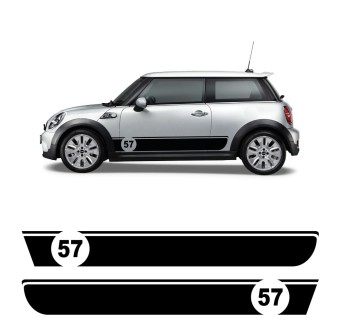 Autocollants pour Voiture Bande Latérale Numéro 57 Mini Cooper