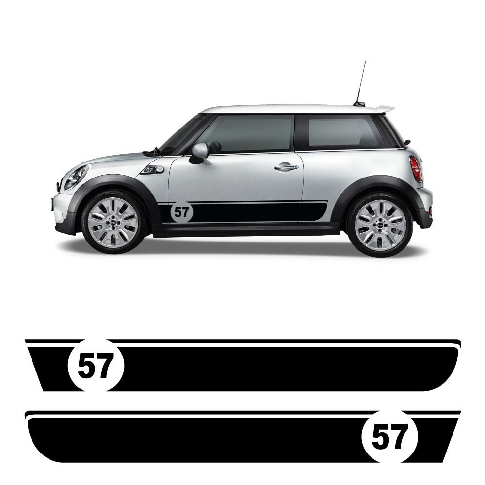 Autocollants pour Voiture Bande Latérale Numéro 57 Mini Cooper