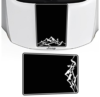 Hood decals Mountains and Bigfoot Jeep Wrangler