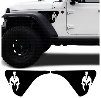 Side decals Spartan helmet with crest Jeep Wrangler