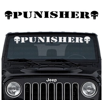 Autocollants pour pare-brise avant Punisher Jeep Wrangler