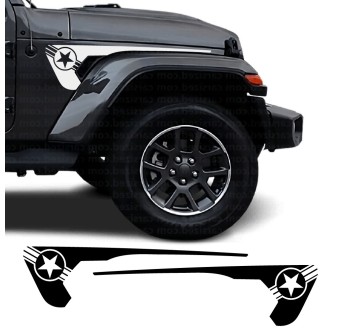 Autocollants pour voiture latéral Bande Aile Étoile compatible avec Jeep Wrangler