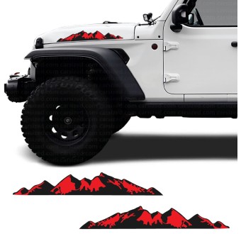 Adesivi laterale Montagne Rosse compatibile con Jeep Wrangler