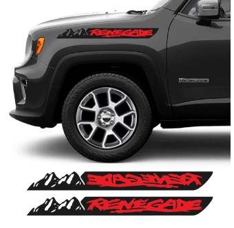 Adesivi laterale Montagne Renegade Rosso compatibile con Jeep Renegade