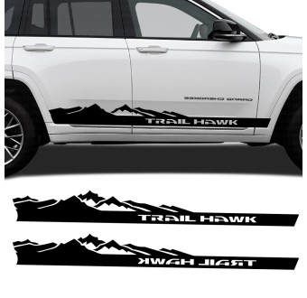 Autocollants de bande latérale avec design montagne Trail Hawk Jeep Grand Cherokee