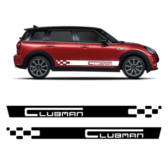 Adesivos faixas laterais estilo bandeira de xadrez Clubman com Mini Clubman