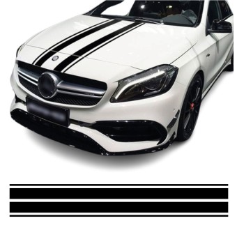 Adesivos de faixas de capô com Mercedes Benz A C GLA GLC CLA 45 AMG W176 C117 W204 W205