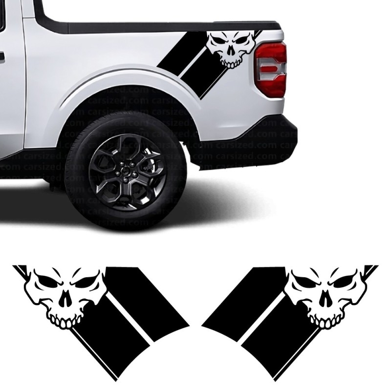 Adesivos para Carro Faixa Lateral Rebel Skull Compatível com Ford Maverick