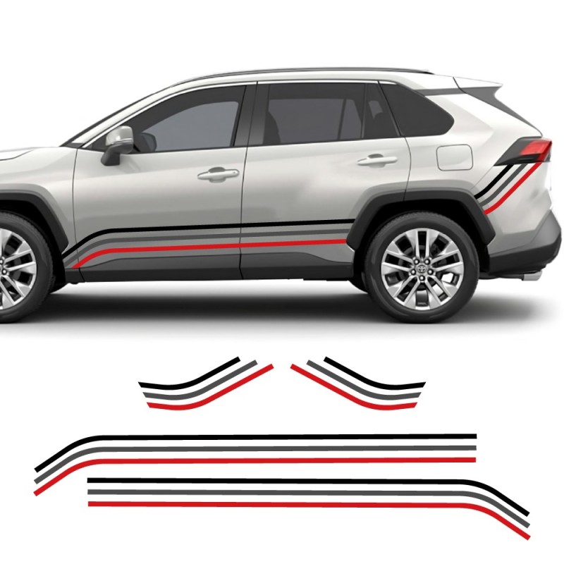 Adesivi per auto strisce laterali Multi Stripes compatibile con Toyota RAV4